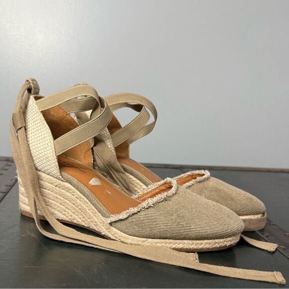 Lucky Brand Shoes - Lucky Brand Rimony Canvas Espadrille Platform Wedge Shoes Sz 7 Ankle Strap
